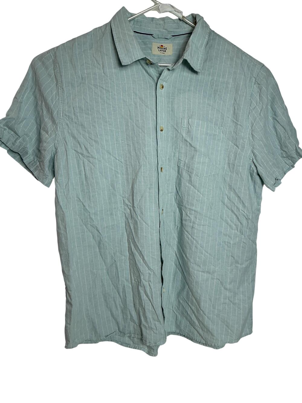 Marine Layer Shirt Mens XL Blue Stripe Short Sleeve Button Up Casual Summer